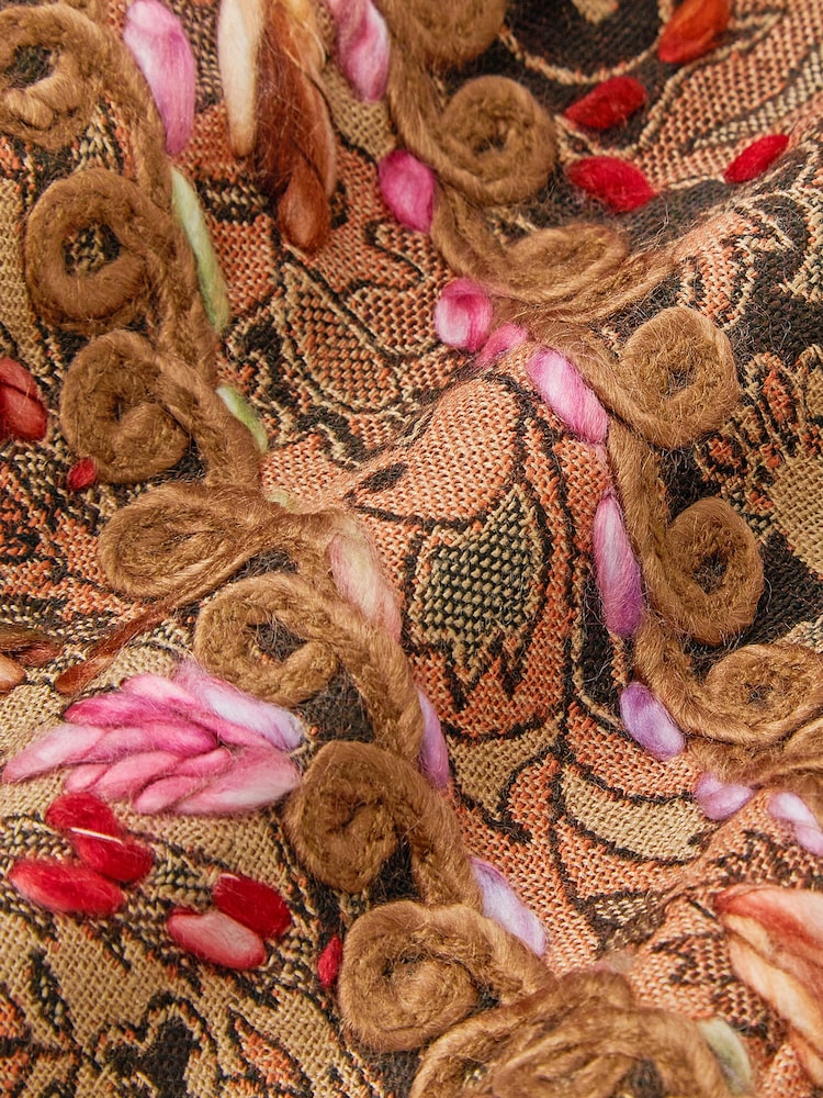 Monsoon Brown Ingrid Embroidered Paisley Print Scarf - Image 4 of 4 Monsoon Brown Ingrid Embroidered Paisley Print Scarf - Image 4 of 4