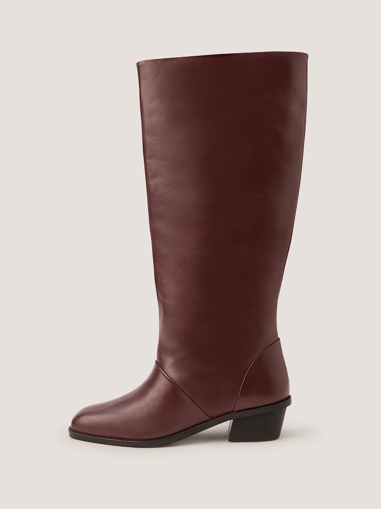 Monsoon Red Indi Leather Knee High Boots - Image 2 of 3