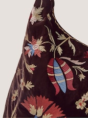 Monsoon Brown Hatti Embroidered Velvet Slouchy Shoulder Bag - Image 2 of 4