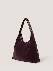 Monsoon Brown Hatti Embroidered Velvet Slouchy Shoulder Bag - Image 3 of 4