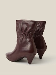 Monsoon Red Fia Ruched Leather Kitten Heel Boots - Image 2 of 2