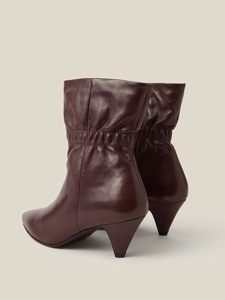 Monsoon Red Fia Ruched Leather Kitten Heel Boots - Image 2 of 2 Monsoon Red Fia Ruched Leather Kitten Heel Boots - Image 2 of 2