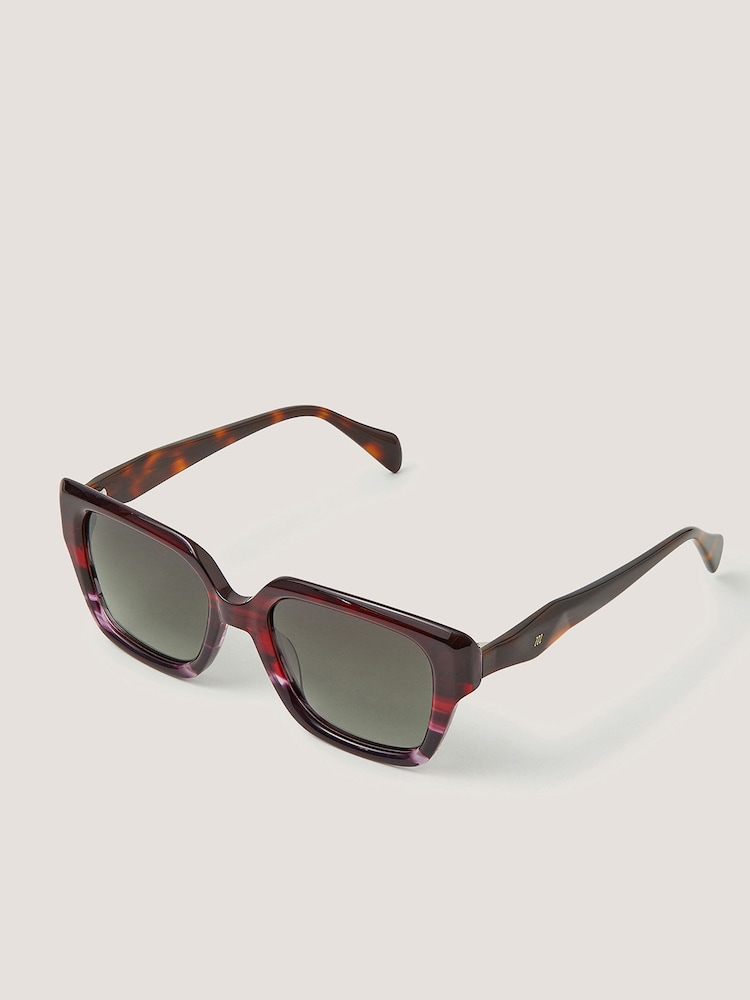 Monsoon Red Acetate Tort Angled Square Sunglasses - Image 1 of 3