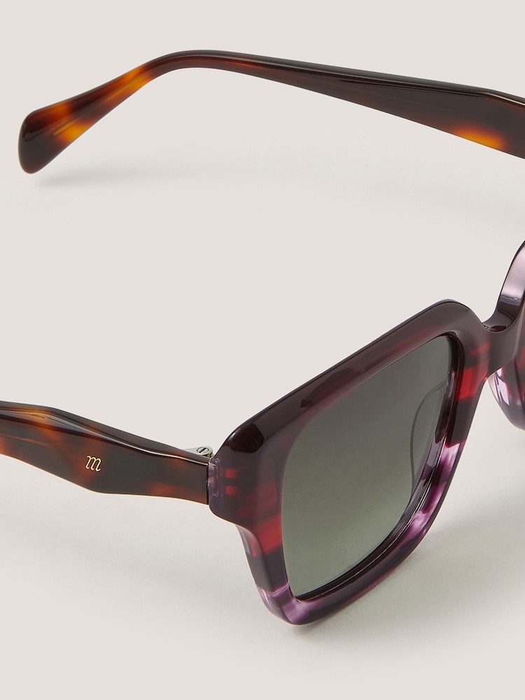 Monsoon Red Acetate Tort Angled Square Sunglasses - Image 2 of 3