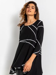 Roman Black Linear Print Hanky Hem Top - Image 1 of 4