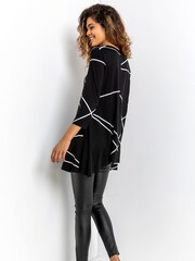 Roman Black Linear Print Hanky Hem Top - Image 2 of 4