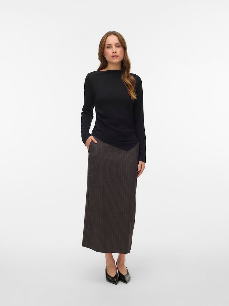 Қара - Vero Moda ұзын жеңді, қысылған белді, қайық жағалы жейде - 5суретінің 2 суреті