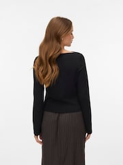 Қара - Vero Moda ұзын жеңді, қысылған белді, қайық жағалы жейде - 5суретінің 3 суреті