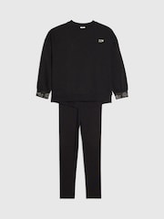 Schwarz - River Island Split Back Logo Sweatshirt & Leggings Set - Bild 1 von 5