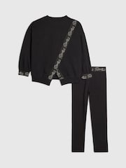 Schwarz - River Island Split Back Logo Sweatshirt & Leggings Set - Bild 2 von 5