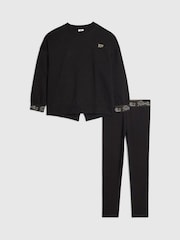 Schwarz - River Island Split Back Logo Sweatshirt & Leggings Set - Bild 3 von 5