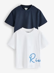 River Island Blue River Logo Regular Fit T-Shirt 2 Pack - Image 1 of 3