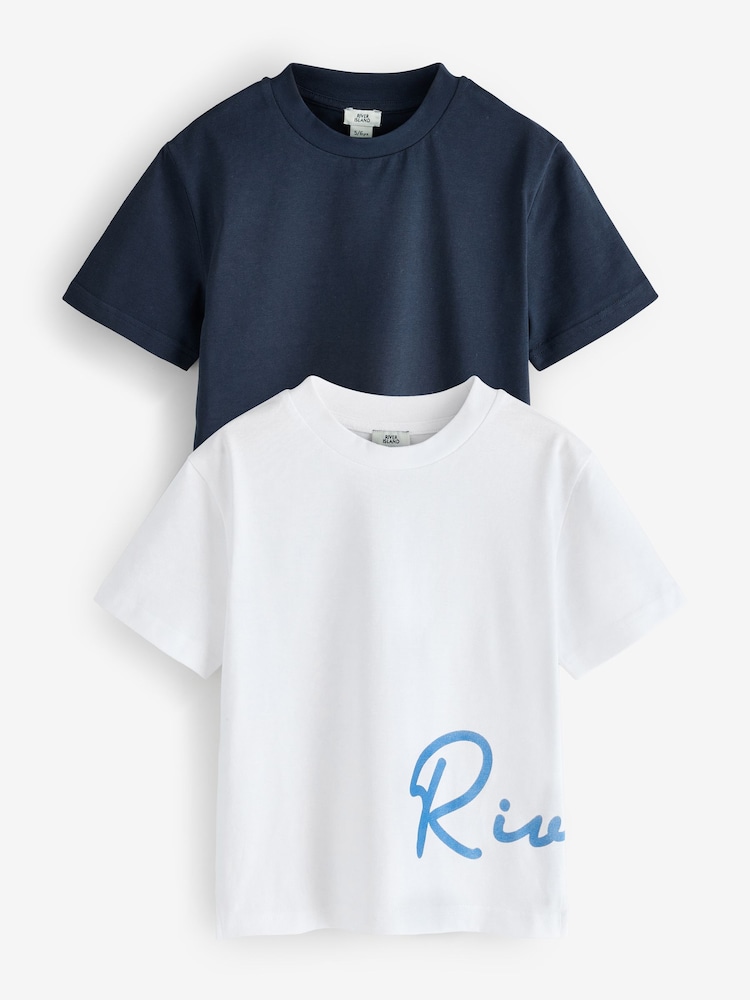 River Island Blue River Logo Regular Fit T-Shirt 2 Pack - Image 1 of 3 River Island Blue River Logo Regular Fit T-Shirt 2 Pack - Image 1 of 3