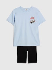 River Island Blue Six Seven Girls Club T-Shirt & Cycle Short Set - Image 3 of 5
