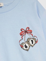 River Island Blue Six Seven Girls Club T-Shirt & Cycle Short Set - Image 4 of 5