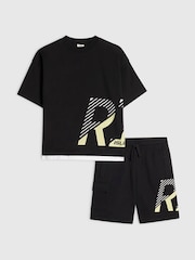 River Island Black River Athelesuire T-Shirt & Shorts Set - Image 1 of 5