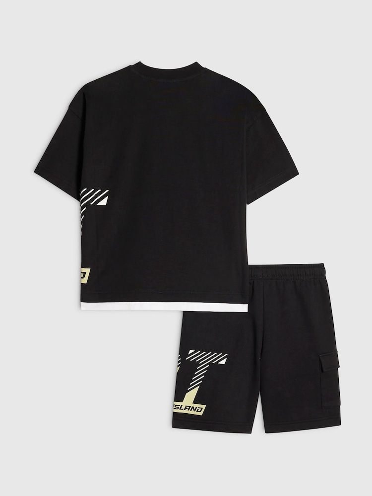 River Island Black River Athelesuire T-Shirt & Shorts Set - Image 2 of 5
