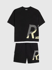 River Island Black River Athelesuire T-Shirt & Shorts Set - Image 3 of 5