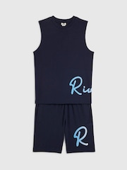 River Island Blue River Logo Vest & Short Set - Image 3 of 5