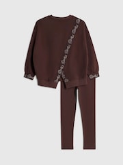 River Island Brown Split Back Logo Sweatshirt & Leggings Set - Image 2 of 5