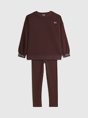 River Island Brown Split Back Logo Sweatshirt & Leggings Set - Image 3 of 5