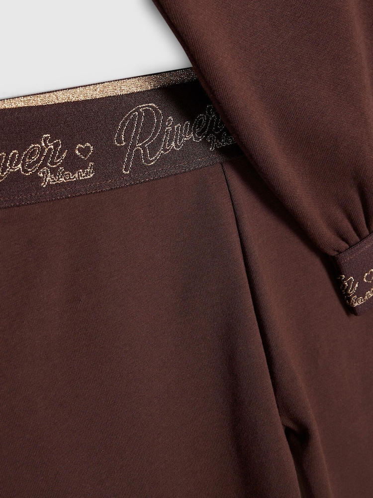 River Island Brown Split Back Logo Sweatshirt & Leggings Set - Image 5 of 5 River Island Brown Split Back Logo Sweatshirt & Leggings Set - Image 5 of 5