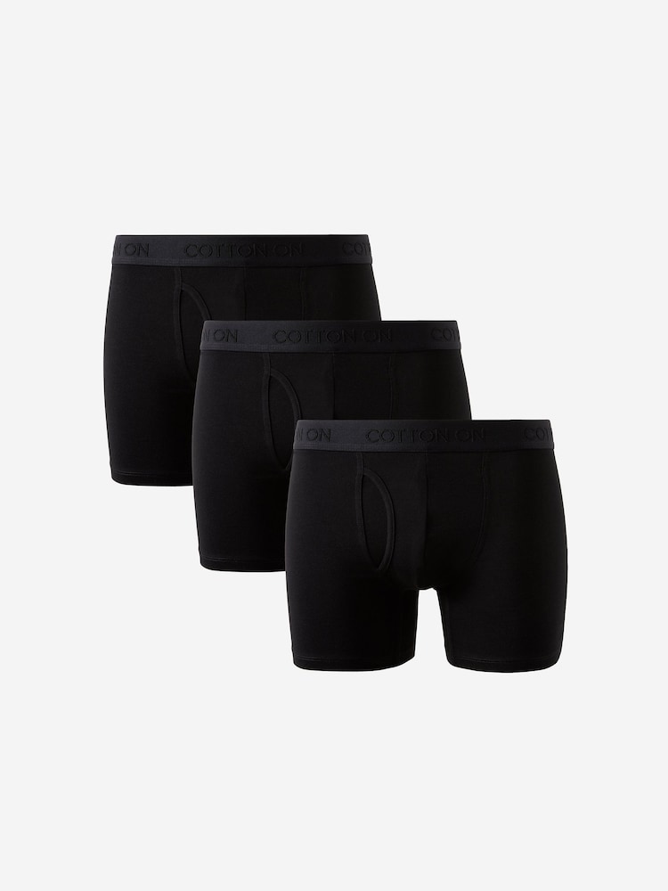 Μαύρο - Cotton On Mens Cotton Boxer Briefs 3 Pack - Εικόνα 1 από 2