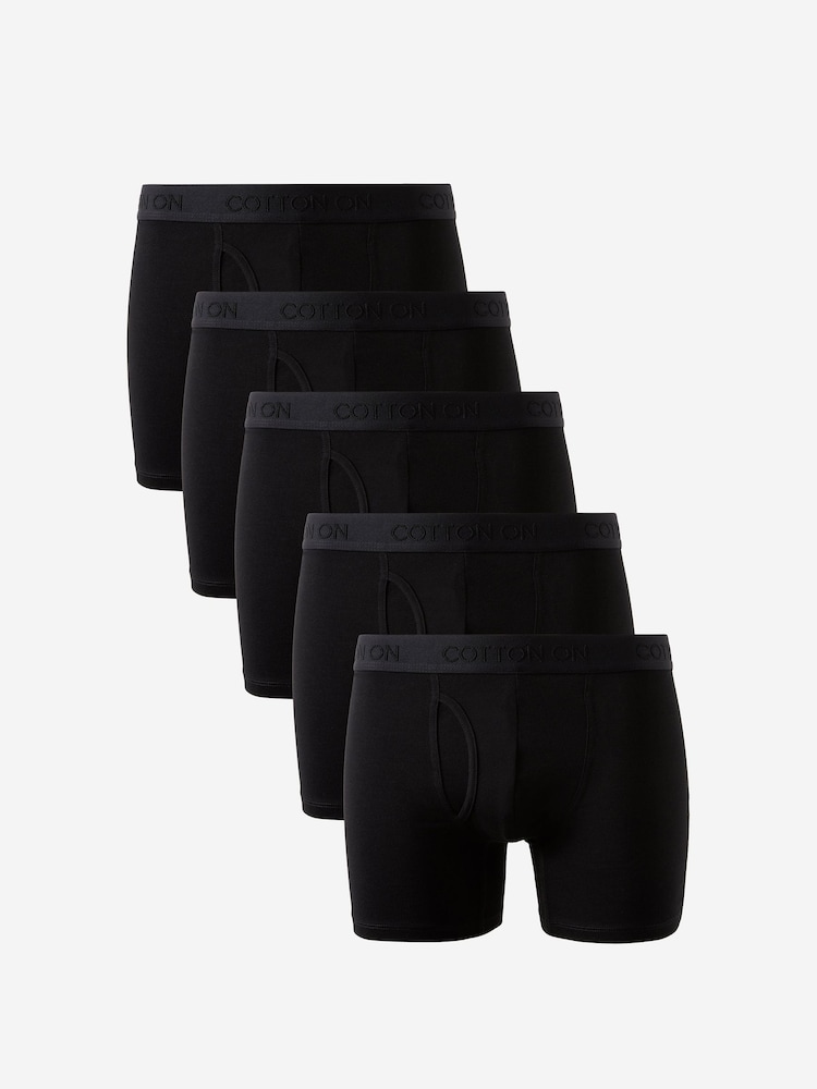 Cotton On Black Mens Cotton Boxer Brief 5 Pack - Image 1 of 2 Cotton On Black Mens Cotton Boxer Brief 5 Pack - Image 1 of 2