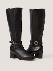 Monsoon Black Tori Leather Knee High Boots - Image 1 of 3