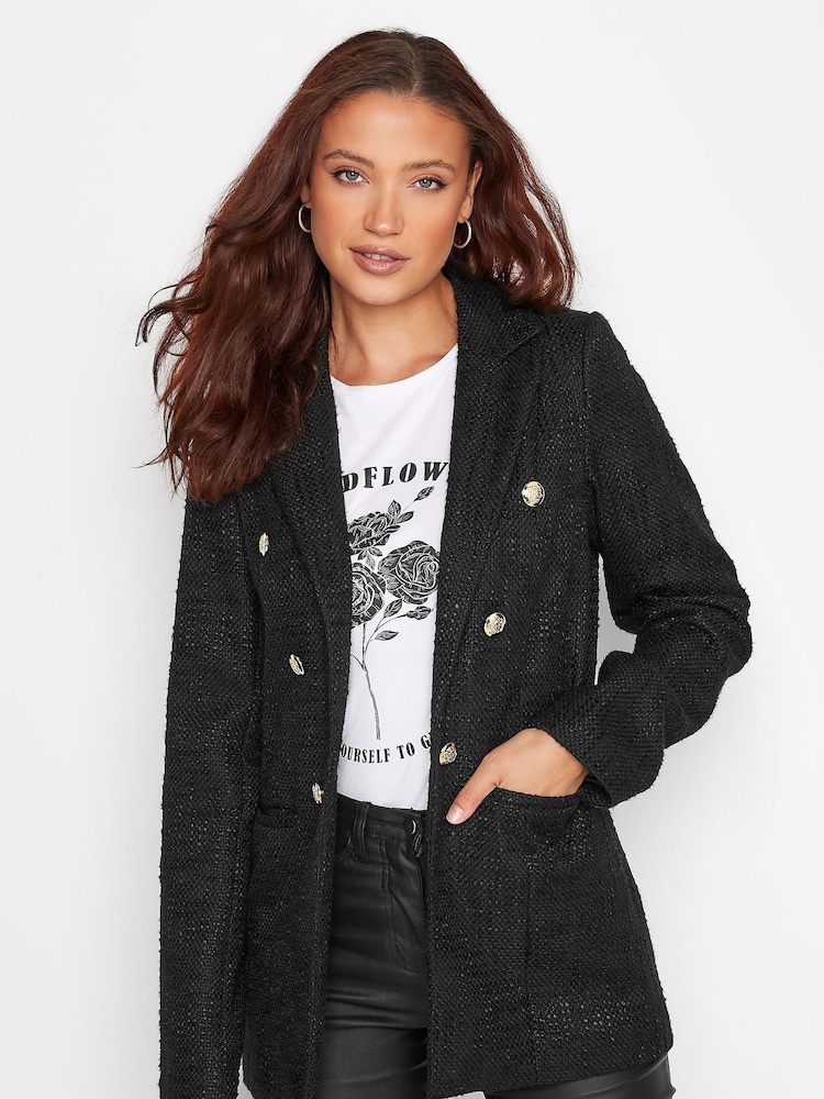 Long Tall Sally Black Boucle Blazer - Image 1 of 4