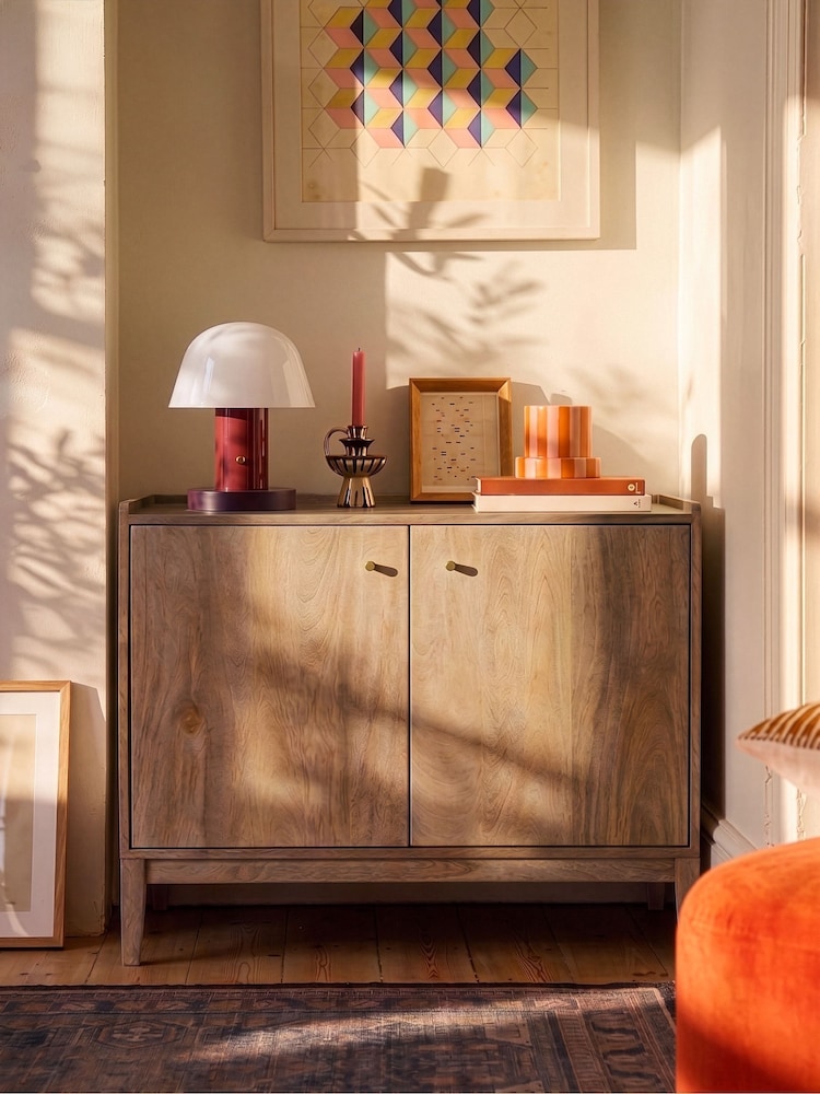 Swoon Light Brown Newham Mango Wood 2 Door Sideboard - Image 1 of 11 Swoon Light Brown Newham Mango Wood 2 Door Sideboard - Image 1 of 11