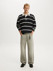 Cotton On Black Box Fit Rugby Polo Shirt - Image 3 of 4