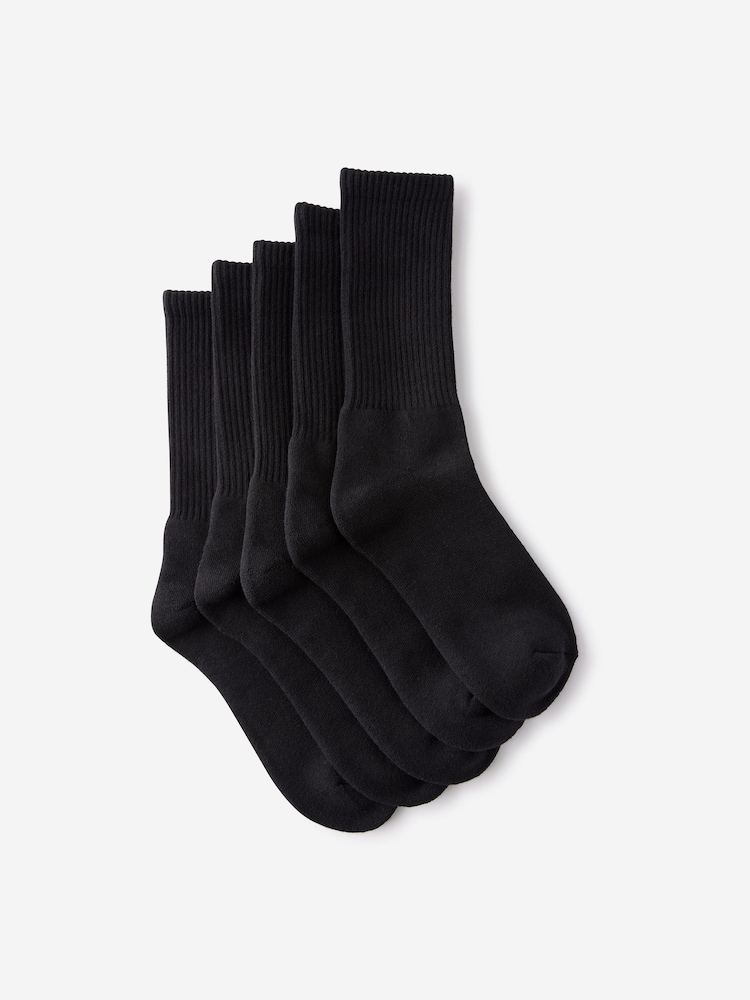 Cotton On Black Essential Crew Socks 5 Pack - Image 1 of 3 Cotton On Black Essential Crew Socks 5 Pack - Image 1 of 3
