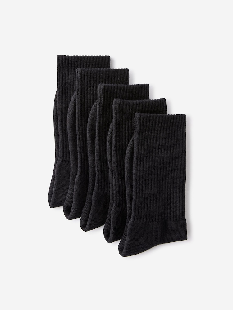 Cotton On Black Essential Crew Socks 5 Pack - Image 3 of 3 Cotton On Black Essential Crew Socks 5 Pack - Image 3 of 3