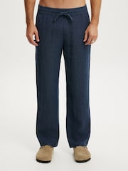 Cotton On Blue Baggy Linen Trousers - Image 1 of 5