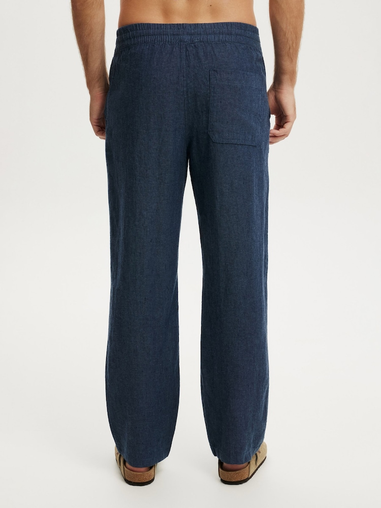 Cotton On Blue Baggy Linen Trousers - Image 2 of 5 Cotton On Blue Baggy Linen Trousers - Image 2 of 5
