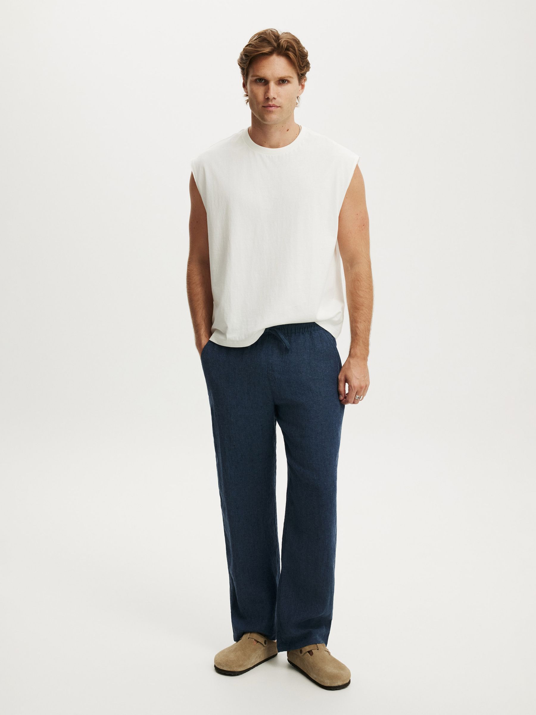 Buy Cotton On Blue Baggy Linen Trousers from Next USA