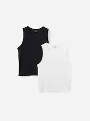 Cotton On White Rib Vests 2 Pack - Image 1 of 7