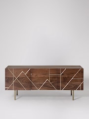 Swoon Mid Brown Jai Acacia Wood 3 Door Media Unit - Image 1 of 6