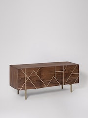 Swoon Mid Brown Jai Acacia Wood 3 Door Media Unit - Image 2 of 6
