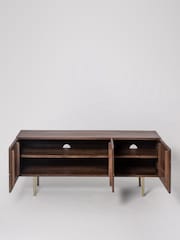 Swoon Mid Brown Jai Acacia Wood 3 Door Media Unit - Image 4 of 6