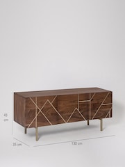 Swoon Mid Brown Jai Acacia Wood 3 Door Media Unit - Image 6 of 6