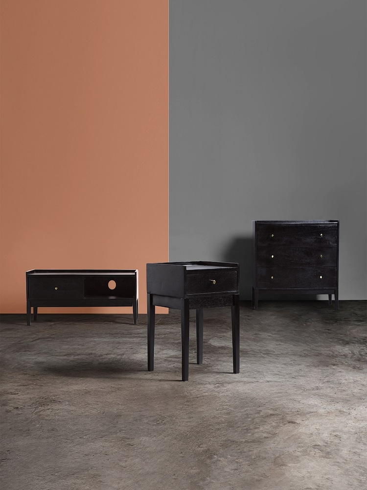 Swoon Black Newham Mango Wood 1 Door Media Unit - Image 9 of 9 Swoon Black Newham Mango Wood 1 Door Media Unit - Image 9 of 9