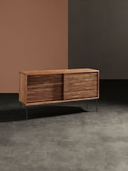 Swoon Mid Brown Weaving Acacia Wood 2 Door Media Unit - Image 1 of 8