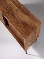 Swoon Mid Brown Weaving Acacia Wood 2 Door Media Unit - Image 4 of 8
