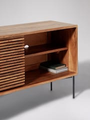 Swoon Mid Brown Weaving Acacia Wood 2 Door Media Unit - Image 5 of 8