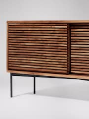 Swoon Mid Brown Weaving Acacia Wood 2 Door Media Unit - Image 6 of 8