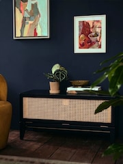 Swoon Black Raphia Acacia Wood 3 Drawer Media Unit - Image 1 of 10