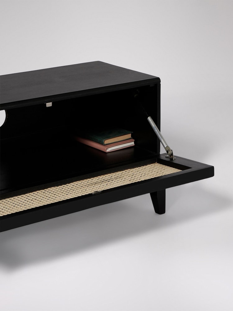 Swoon Black Raphia Acacia Wood 3 Drawer Media Unit - Image 10 of 10