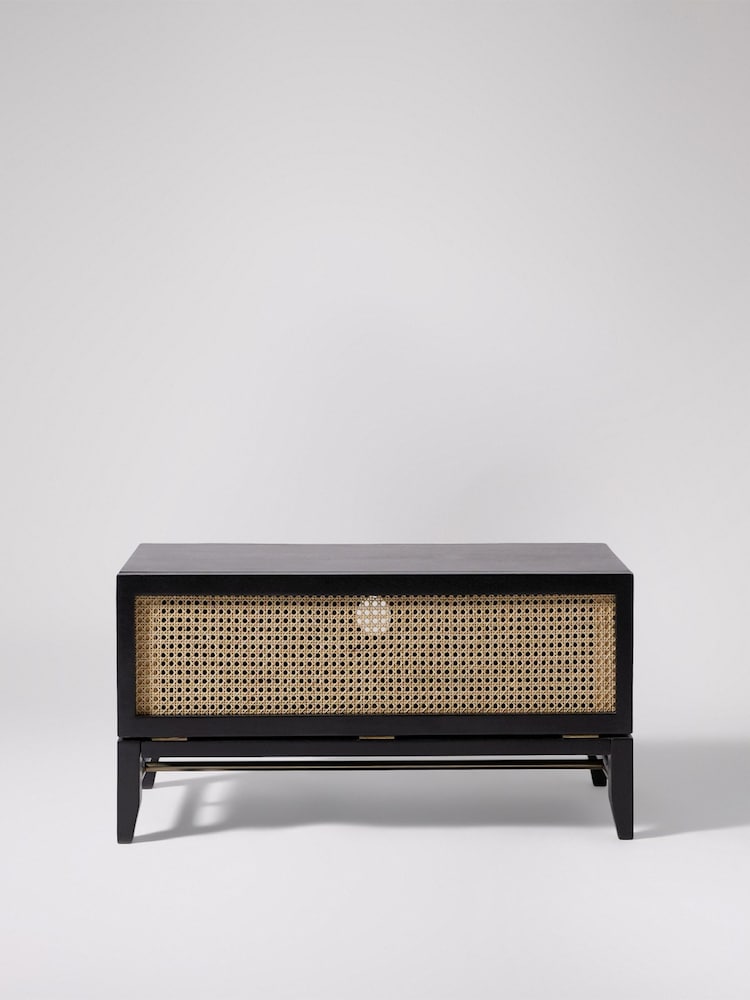 Swoon Black Raphia Acacia Wood 3 Drawer Media Unit - Image 2 of 10